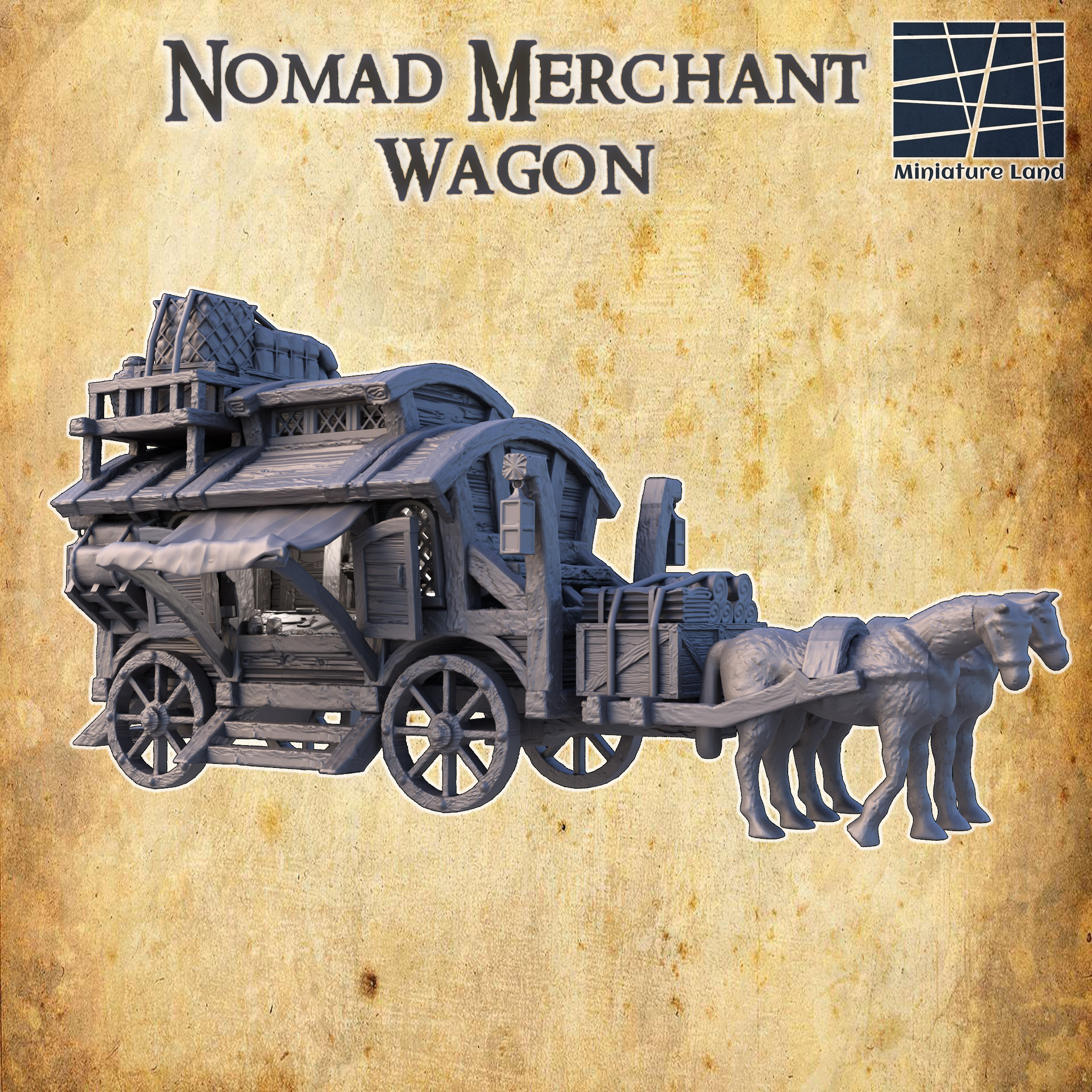 Nomad Merchant Wagon - Tabletop Terrain - 28 MM